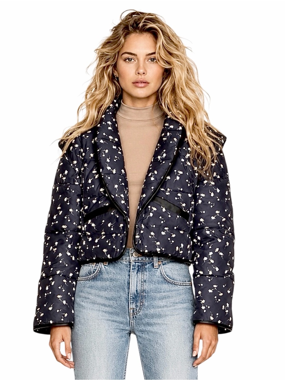 Tularosa – Mael Convertible Floral Puffer Jacket - Navy Multi – Sz. XS
